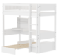 Łóżko wysokie WHITE, szczebelkowe, drabinka prosta, sofa i sekretarzyk, 