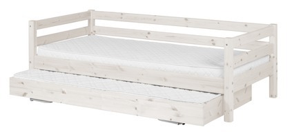 Łóżko dziecięce bielone Classic z dodatkowym wysuwanym miejscem do spania
