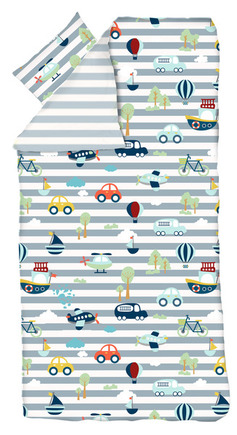 Pościel TRANSPORT bawełna z satyną - kołdra 140x200cm z poduszką 60x63cm