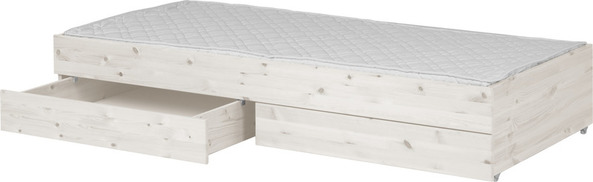 Łóżko dziecięce wysuwane krótsze TRUNDLE z szufladami w kolorze bielonym