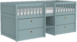 Łóżko do pokoju dziecięcego FREJA niskie z drabinką i szufladami niebieskie