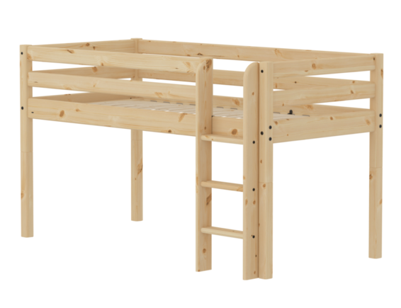 Łóżko średniowysokie z drabinką prostą, potrzebny materac 200cm x 90cm